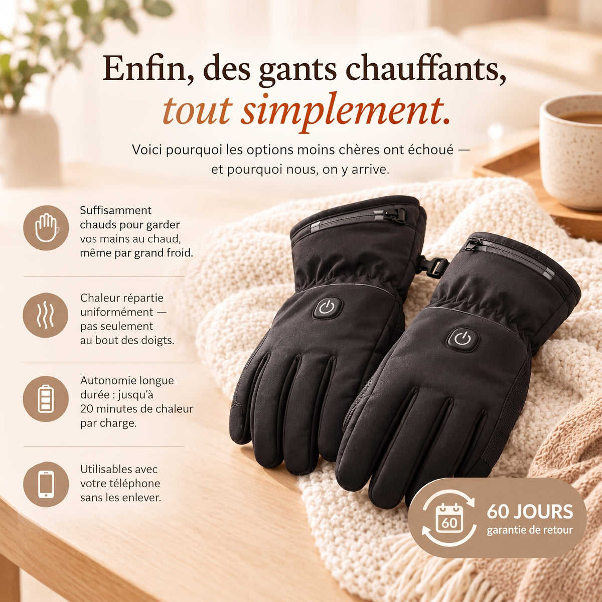 Gants Chauffants Rechargeables