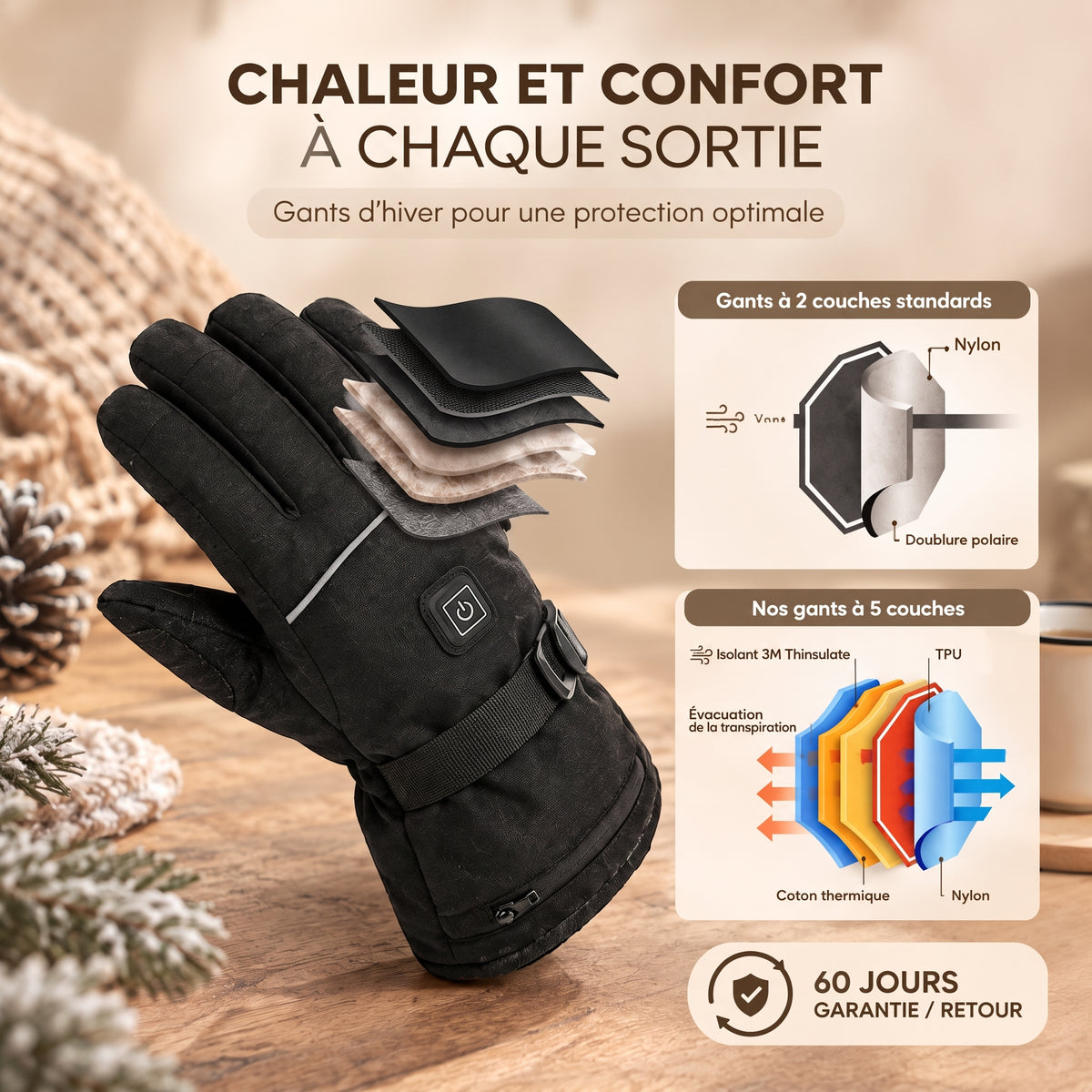 Gants Chauffants Rechargeables